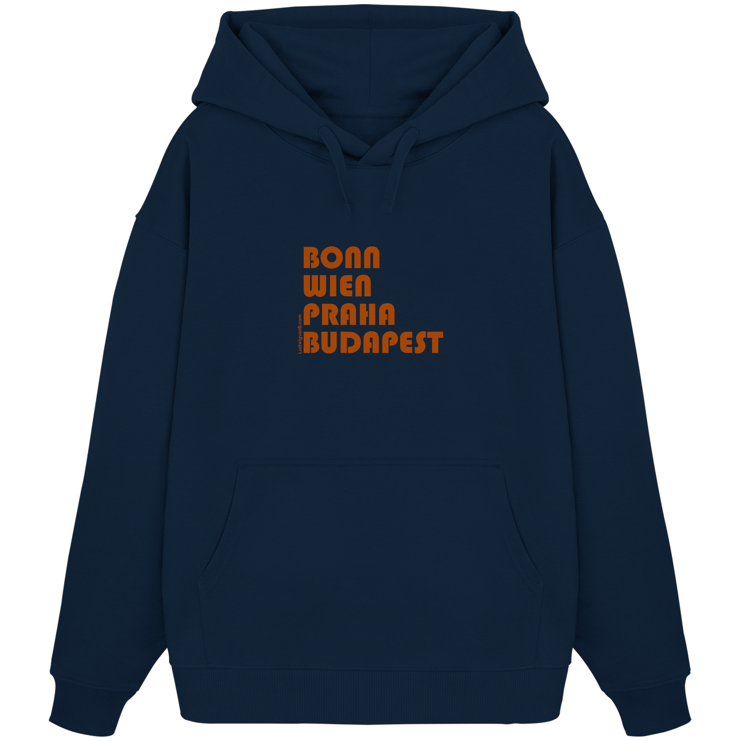 Organic Oversize Hoodie, unisex, Coffee cities of Europe - LudwigvanB.