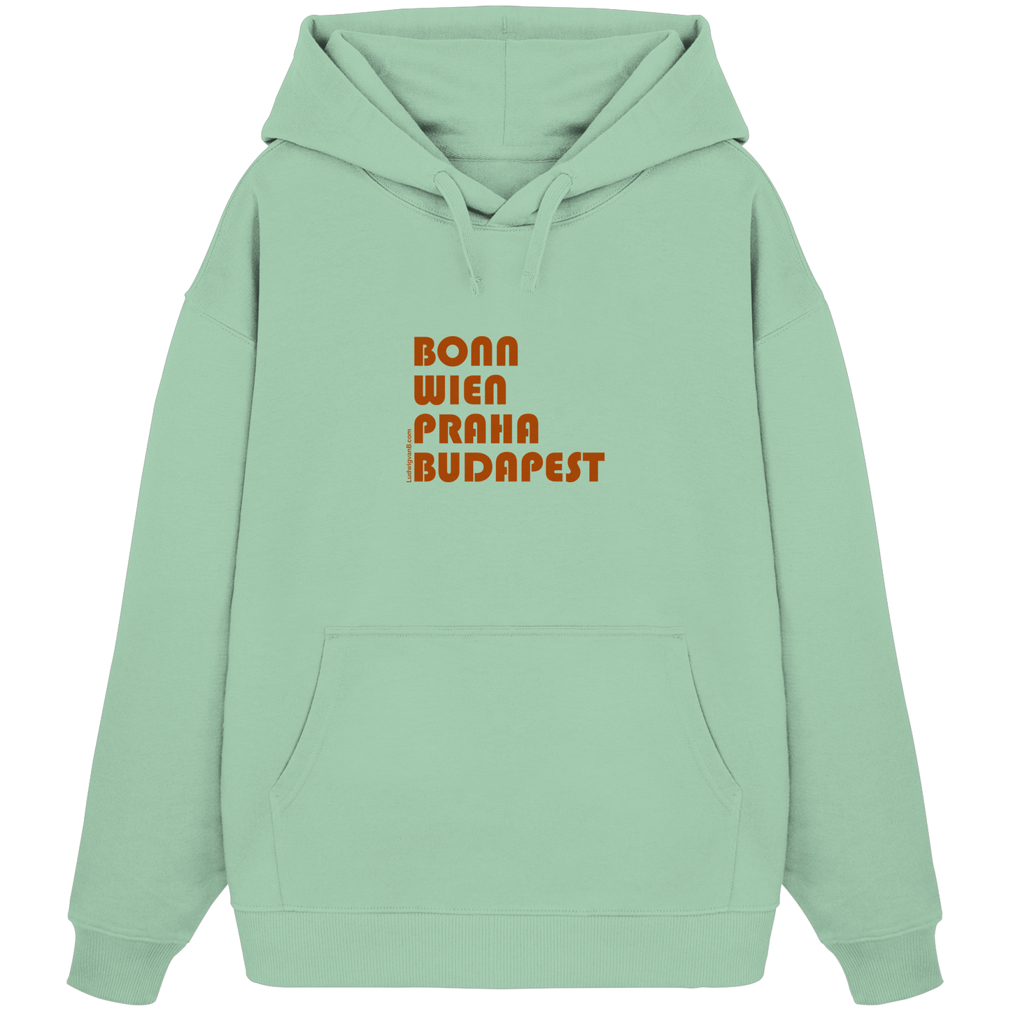 Organic Oversize Hoodie, unisex, Coffee cities of Europe - LudwigvanB.